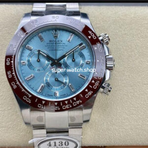Clean Factory Rolex Daytona 116506-0002 40mm Full Platinum Ice Diamond Baguette Blue Dial