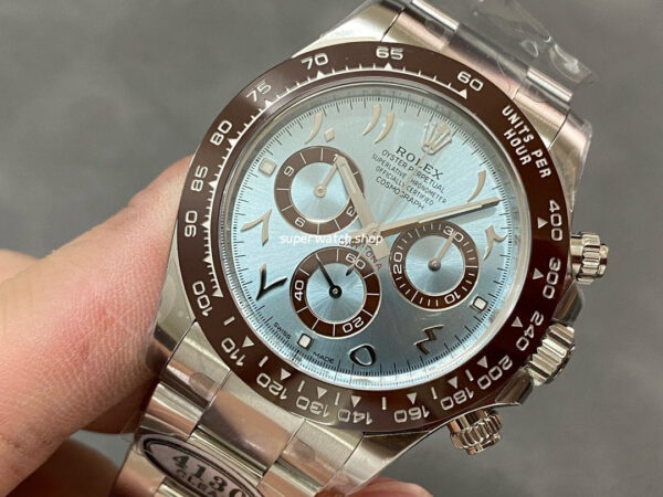 Clean Factory Rolex Daytona 116506-0004 40mm Full Platinum Arabic Number Ice Blue Dial - Image 3