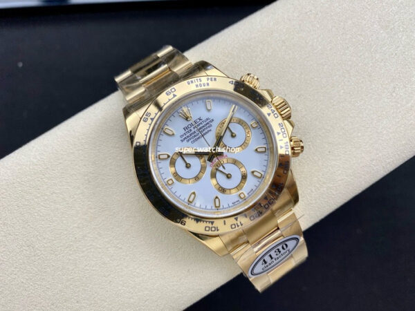 Clean Factory Rolex Daytona 116508-0001 40mm Full Yellow Gold White Dial - Image 4