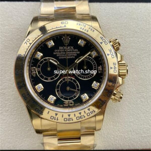 Clean Factory Rolex Daytona 116508-0008 40mm Full Gold Diamond Black Dial