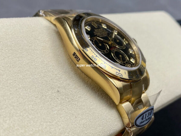 Clean Factory Rolex Daytona 116508-0008 40mm Full Gold Diamond Black Dial - Image 6