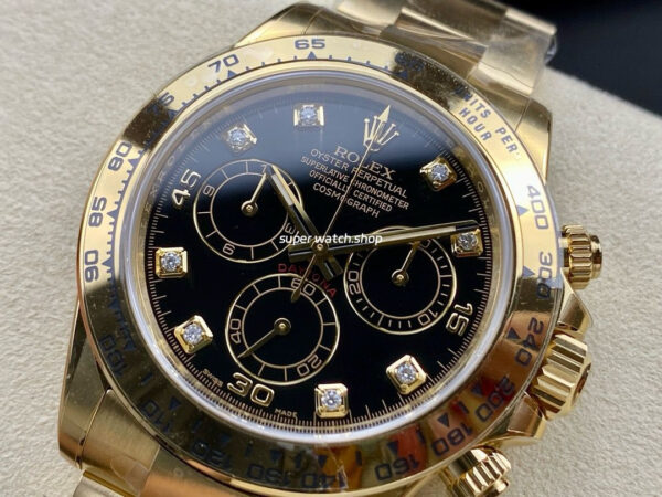 Clean Factory Rolex Daytona 116508-0008 40mm Full Gold Diamond Black Dial - Image 3