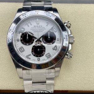 Clean Factory Rolex Daytona 116509 40mm Full White Gold Arabic Number Black Eye White Dial