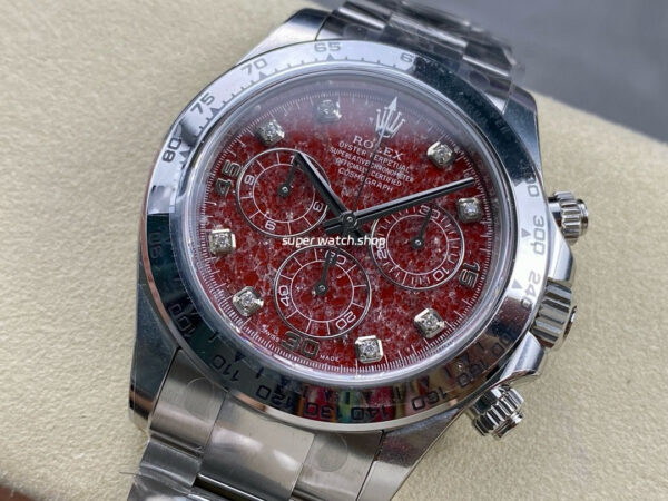 Clean Factory Rolex Daytona 116509G 40mm Full White Gold Diamond Red Dial - Image 3