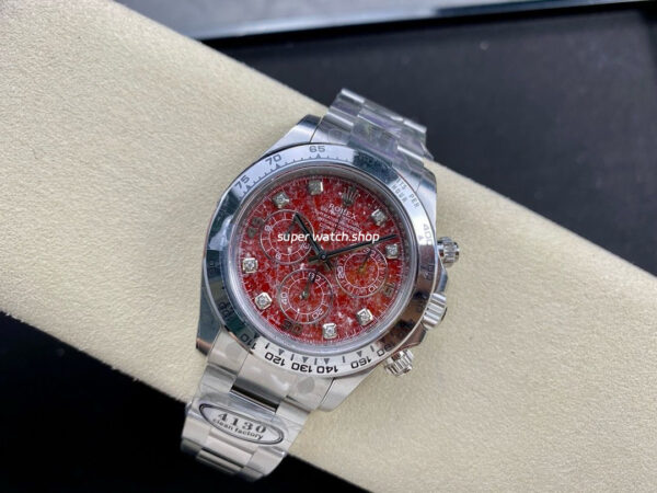 Clean Factory Rolex Daytona 116509G 40mm Full White Gold Diamond Red Dial - Image 5