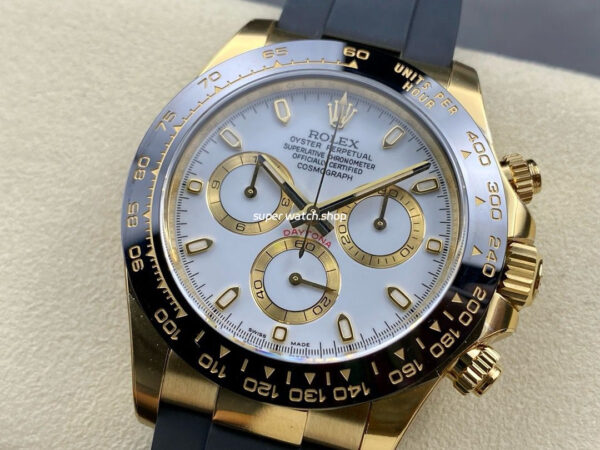 Clean Factory Rolex Daytona 116518LN-0041 40mm Yellow Gold Oysterflex White Dial - Image 3