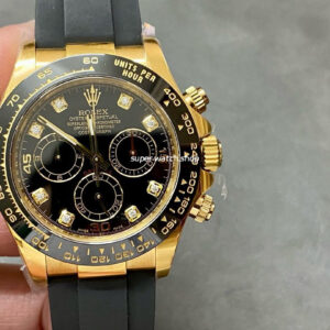 Clean Factory Rolex Daytona 116518LN-0046 40mm Yellow Gold Oysterflex Diamond Mop Black Dial