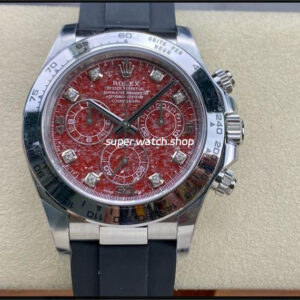 Clean Factory Rolex Daytona 116519LN 40mm White Gold Oysterflex Diamond Red Dial