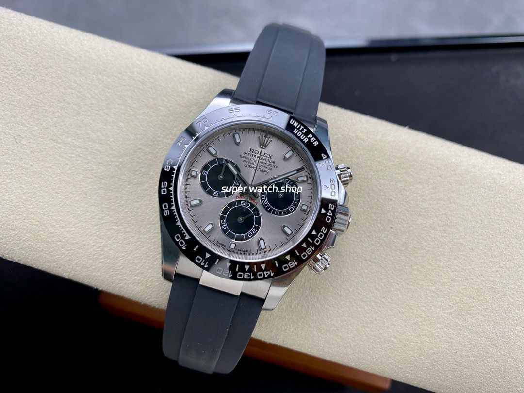 Clean Factory Rolex Daytona 116519LN-0027 40mm White Gold Oysterflex Grey Dial - Image 4