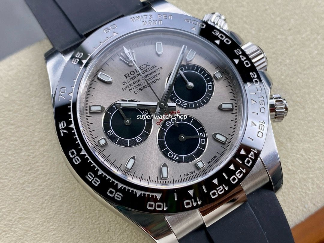 Clean Factory Rolex Daytona 116519LN-0027 40mm White Gold Oysterflex Grey Dial - Image 2