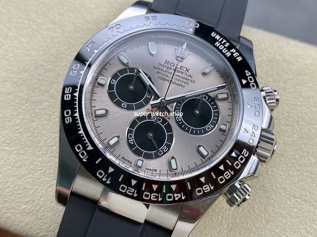 Clean Factory Rolex Daytona 116519LN-0027 40mm White Gold Oysterflex Grey Dial - Image 3