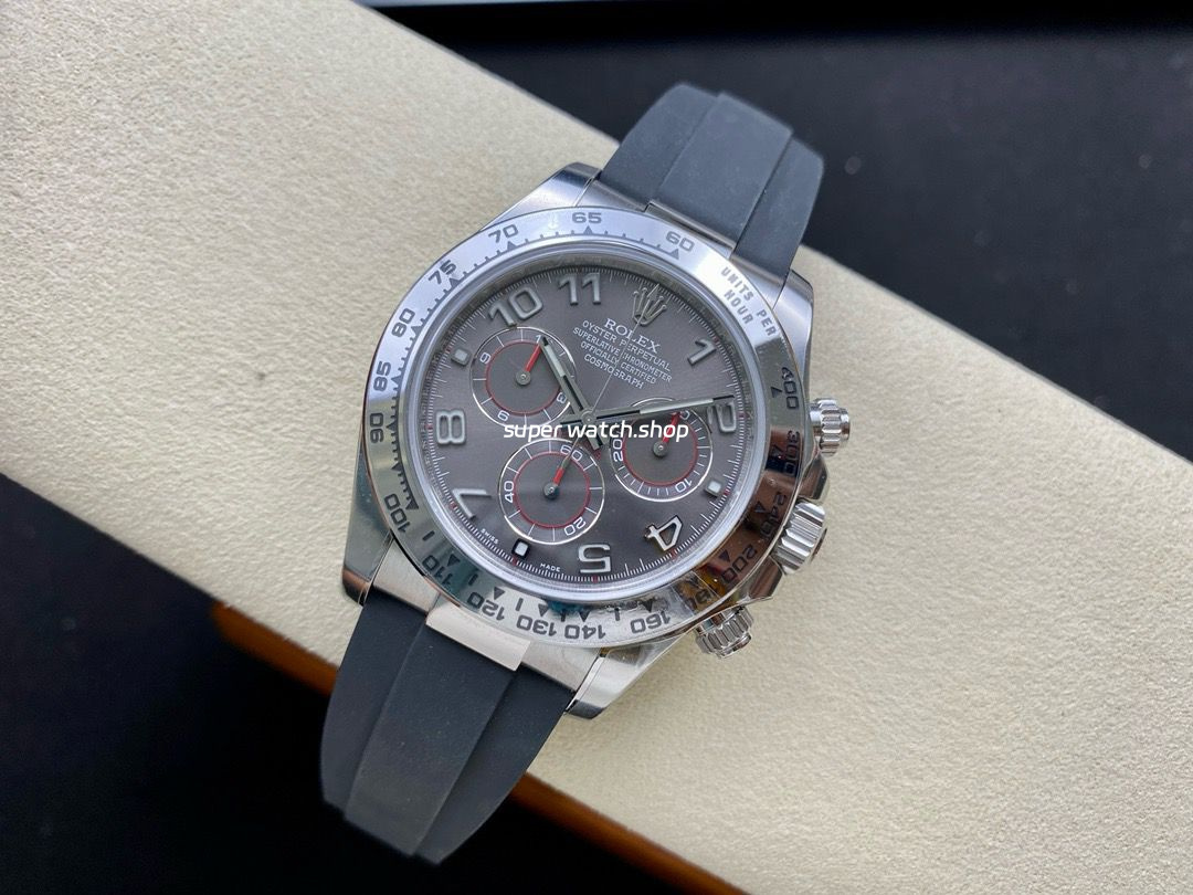 Clean Factory Rolex Daytona 116519LN 40mm White Gold Oysterflex Arab Number Racing Grey Dial - Image 5