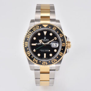 Clean Factory Rolex GMT-Master II 116713LN 40mm Half Yellow Gold Black Dial