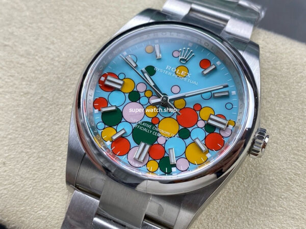 Clean Factory Rolex Oyster Perpetual 124300-0008 41mm Full 904L Bubbles Fringed Blue Dial - Image 3