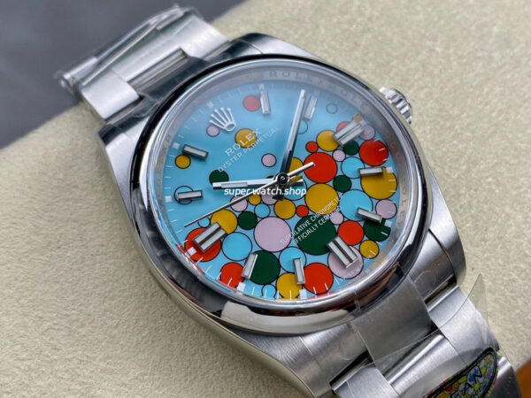 Clean Factory Rolex Oyster Perpetual 124300-0008 41mm Full 904L Bubbles Fringed Blue Dial - Image 2