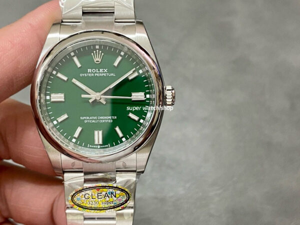 Clean Factory Rolex Oyster Perpetual 126000-0005 36mm Full 904L Green Dial