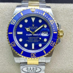 Clean Factory Rolex Submariner Date 116613LB 40mm Half Gold Blue Dial