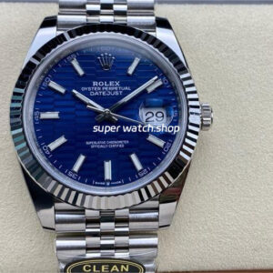 Clean factory Rolex Datejust 126334-0032 41mm Full 904L Fluted Motif Blue Dial Jubilee