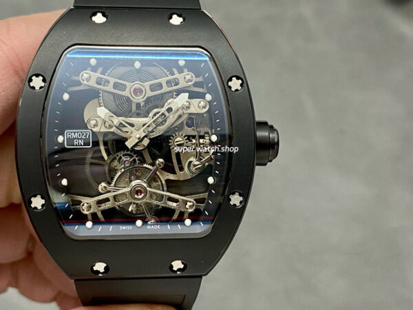 EUR Factory Richard Mille Tourbillon RM 027 40mm Titanium Rubber Strap Skeletonized Dial