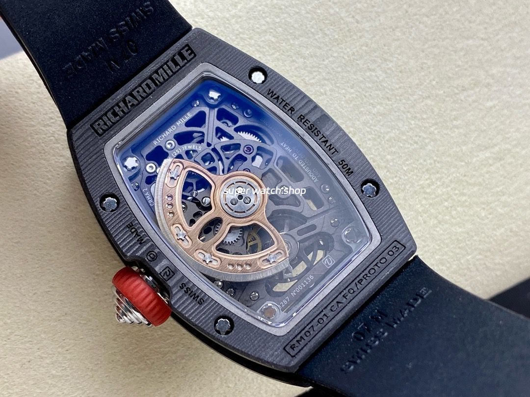 G+ Factory Richard Mille RM07 31.4mm Titanium&Carbon Fiber Black Rubber Strap Skeletonized Dial - Image 7