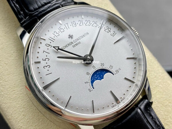 GR Factory Vacheron Constantin Moonphase Retrograde Date Overseas 4010U/000G-B330 41mm Steel Leather Strap Silver Dial - Image 2