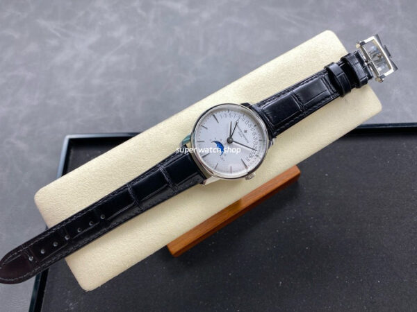 GR Factory Vacheron Constantin Moonphase Retrograde Date Overseas 4010U/000G-B330 41mm Steel Leather Strap Silver Dial - Image 4