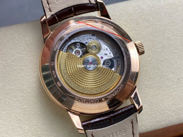 GR Factory Vacheron Constantin Moonphase Retrograde Date Overseas 41mm Rose Gold Leather Strap Black Dial - Image 7