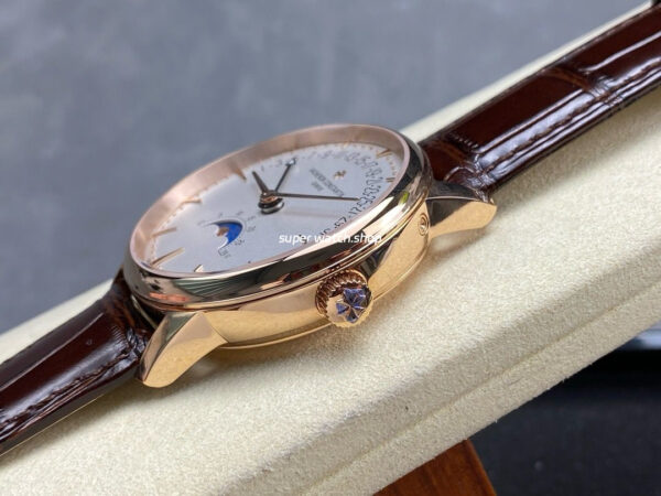 GR Factory Vacheron Constantin Moonphase Retrograde Date Overseas 41mm Rose Gold Leather Strap White Dial - Image 6