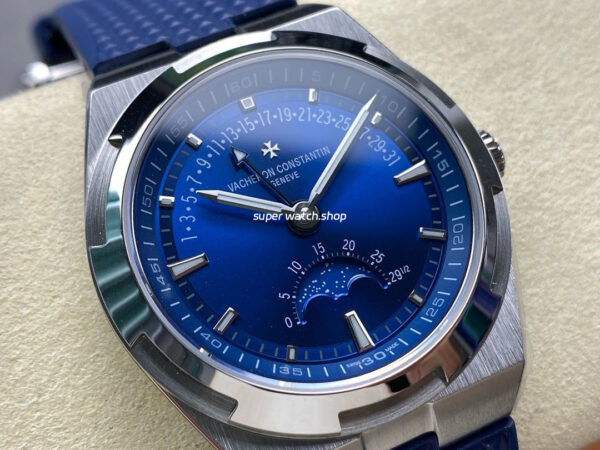 GR Factory Vacheron Constantin Moonphase Retrograde Date Overseas 41mm Steel Blue Rubber Strap Blue Dial - Image 2
