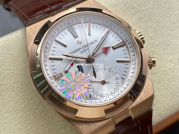 GR Factory Vacheron Constantin Overseas Dual Time 7900V/000R-B336 41mm Gold Leather Strap Silver Dial - Image 2