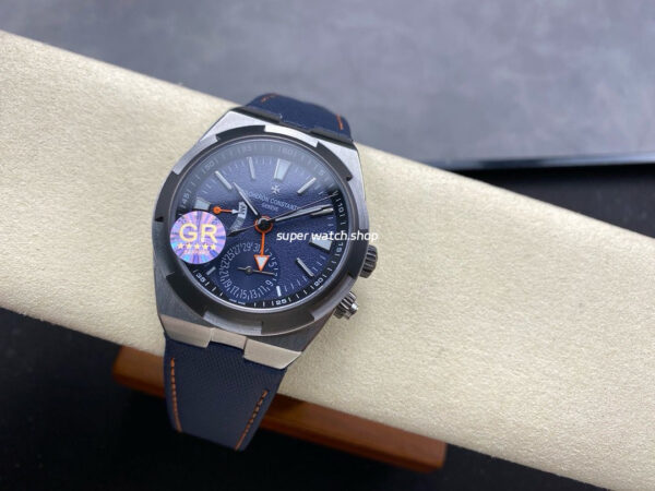 GR Factory Vacheron Constantin Overseas Dual Time 7910V/000T-B922 41mm Titanium Canvas Strap Gray Blue Dial - Image 4