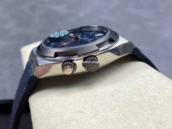 GR Factory Vacheron Constantin Overseas Dual Time 7910V/000T-B922 41mm Titanium Canvas Strap Gray Blue Dial - Image 6