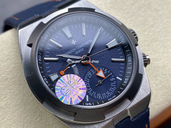 GR Factory Vacheron Constantin Overseas Dual Time 7910V/000T-B922 41mm Titanium Canvas Strap Gray Blue Dial - Image 2