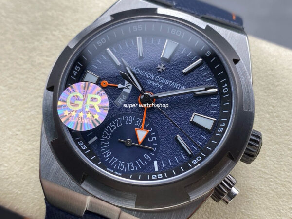 GR Factory Vacheron Constantin Overseas Dual Time 7910V/000T-B922 41mm Titanium Canvas Strap Gray Blue Dial - Image 3