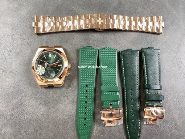 GR Factory Vacheron Constantin Overseas Dual Time 7920V/210R-B965 41mm Gold Rubber Strap Green Dial - Image 9