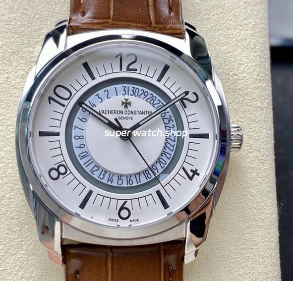 GR Factory Vacheron Constantin Quai de l'Ile 4500S/000A-B195 41mm Steel Brown Leather Strap Arabic Numerals Silver Dial