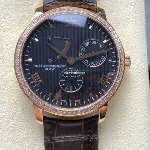 KM Factory Vacheron Constantin Patrimony 47200/000J-9018 Rose Gold Diamond Bezel Black Dial