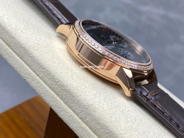 KM Factory Vacheron Constantin Patrimony 47200/000J-9018 Rose Gold Diamond Bezel Black Dial - Image 6