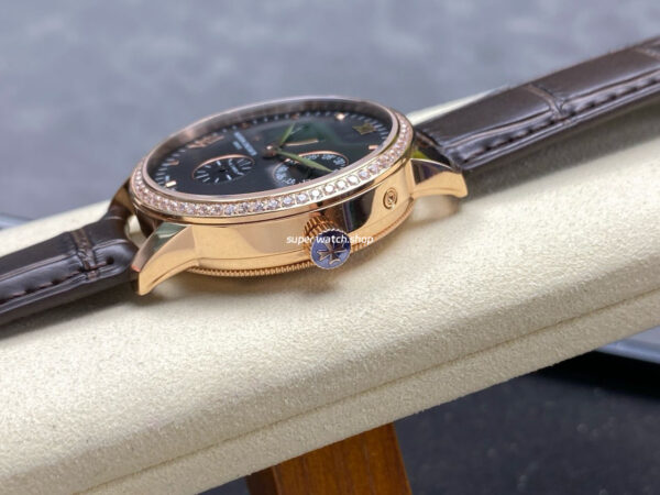 KM Factory Vacheron Constantin Patrimony 47200/000J-9018 Rose Gold Diamond Bezel Black Dial - Image 9