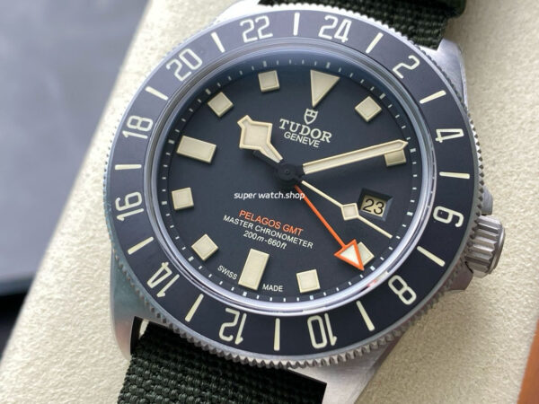 M+ Factory Tudor Pelagos FXD GMT M2542G247NU-0002 42mm Titanium Green Textile Strap Black Dial - Image 3