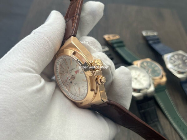 MKF Factory Vacheron Constantin Overseas Dual Time 7900V000R-B336 Leather Strap Rose Gold Silver Dial - Image 6