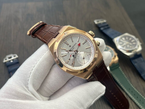 MKF Factory Vacheron Constantin Overseas Dual Time 7900V000R-B336 Leather Strap Rose Gold Silver Dial - Image 2
