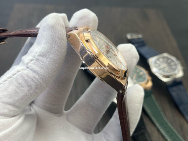 MKF Factory Vacheron Constantin Overseas Dual Time 7900V000R-B336 Leather Strap Rose Gold Silver Dial - Image 5