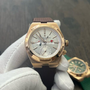MKF Factory Vacheron Constantin Overseas Dual Time 7900V000R-B336 Rubber Strap Rose Gold Silver Dial