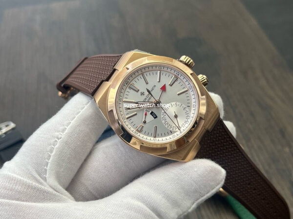 MKF Factory Vacheron Constantin Overseas Dual Time 7900V000R-B336 Rubber Strap Rose Gold Silver Dial - Image 4