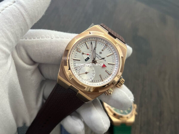 MKF Factory Vacheron Constantin Overseas Dual Time 7900V000R-B336 Rubber Strap Rose Gold Silver Dial - Image 3