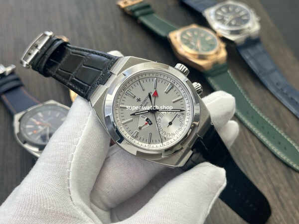 MKF Factory Vacheron Constantin Overseas Dual Time 7900V110A-B333 Leather Strap Silver Dial - Image 2