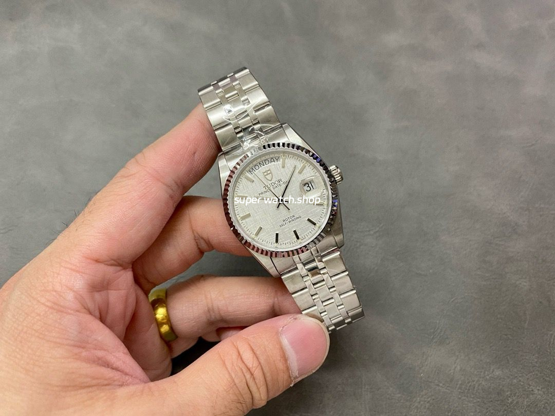 MKS Factory Tudor Date-Day 76214-0009 35mm Full Steel Silver Dial - Image 4
