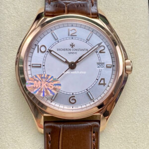 MKS Factory Vacheron Constantin Fiftysix 4600E/000R-B441 40mm Rose gold Leather Strap Arabic Numerals Silver Dial