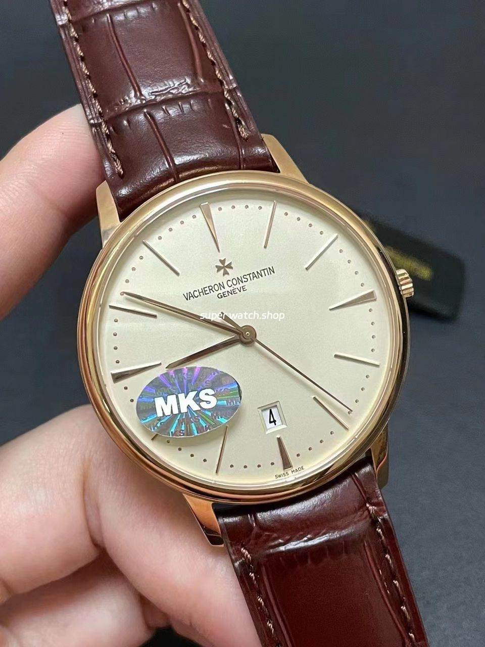 MKS Factory Vacheron Constantin Patrimony 85180-000R-9248 40mm Rose Gold Leather Strap White Dial - Image 2
